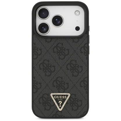 MagSafe Case for Apple iPhone 17 Pro, Guess, 4G Triangle Strass, Black