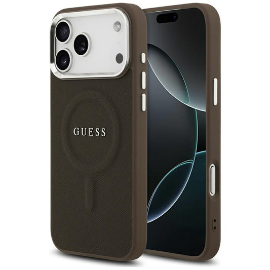 Capa MagSafe para Apple iPhone 17 Pro, Guess, Classic Logo, Castanho