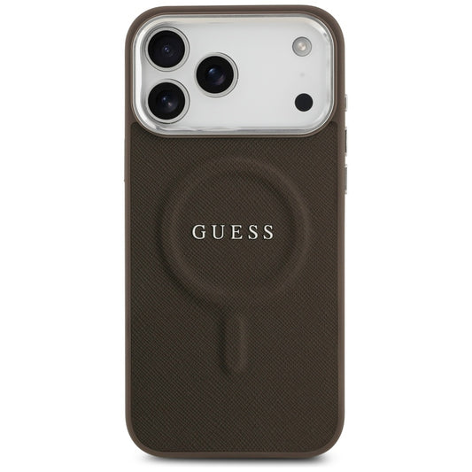 Capa MagSafe para Apple iPhone 17 Pro, Guess, Classic Logo, Castanho