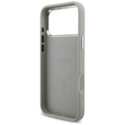 MagSafe Case for Apple iPhone 17 Pro, Guess, Glitter Triangle Logo, Silver