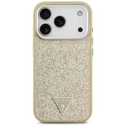 Capa MagSafe para Apple iPhone 17 Pro, Guess, Glitter Triangle Logo, Dourada
