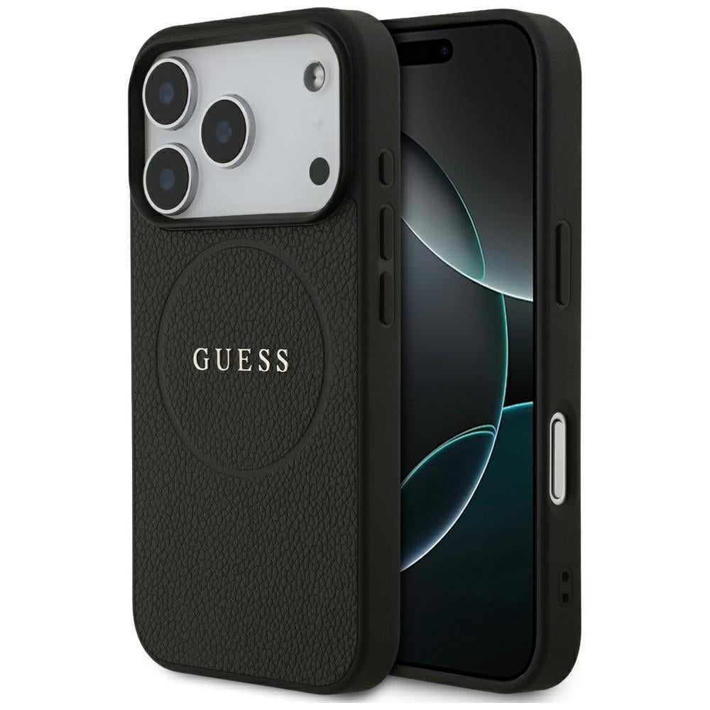 Capa MagSafe para Apple iPhone 17 Pro, Guess, Grained Gold Ring, Preta