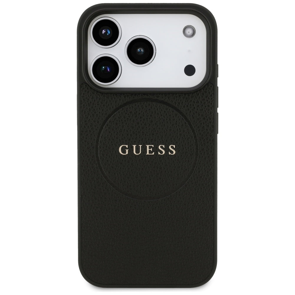 Capa MagSafe para Apple iPhone 17 Pro, Guess, Grained Gold Ring, Preta