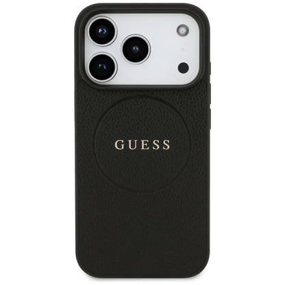 Capa MagSafe para Apple iPhone 17 Pro, Guess, Grained Gold Ring, Preta