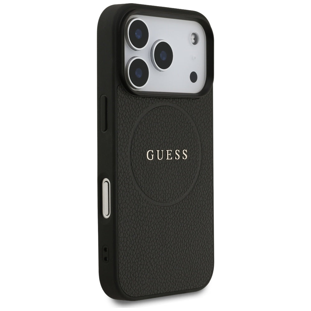 Capa MagSafe para Apple iPhone 17 Pro, Guess, Grained Gold Ring, Preta