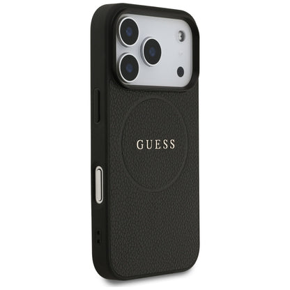 Capa MagSafe para Apple iPhone 17 Pro, Guess, Grained Gold Ring, Preta