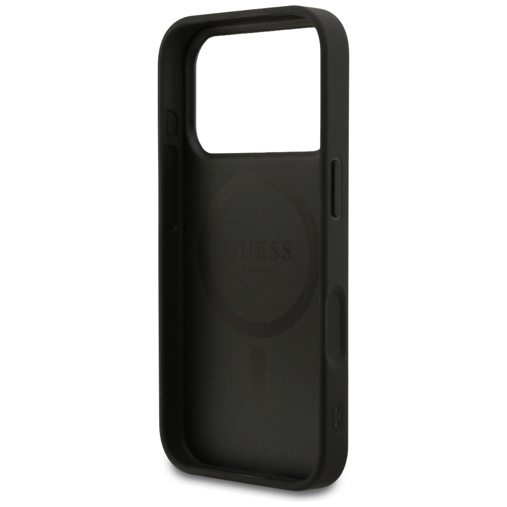 Capa MagSafe para Apple iPhone 17 Pro, Guess, Grained Gold Ring, Preta