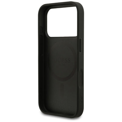 Capa MagSafe para Apple iPhone 17 Pro, Guess, Grained Gold Ring, Preta