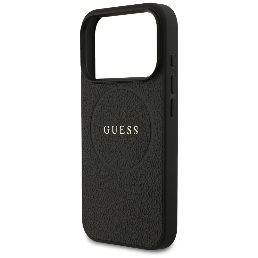 Capa MagSafe para Apple iPhone 17 Pro, Guess, Grained Gold Ring, Preta