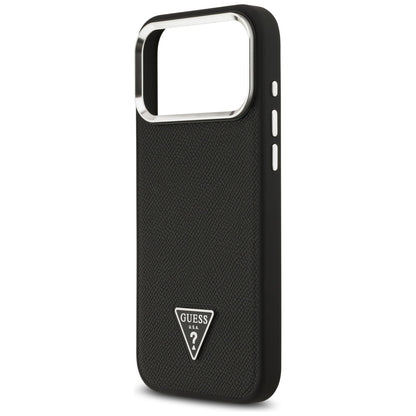 Capa MagSafe para Apple iPhone 17 Pro, Guess, Logotipo Triângulo Granulado, Preta