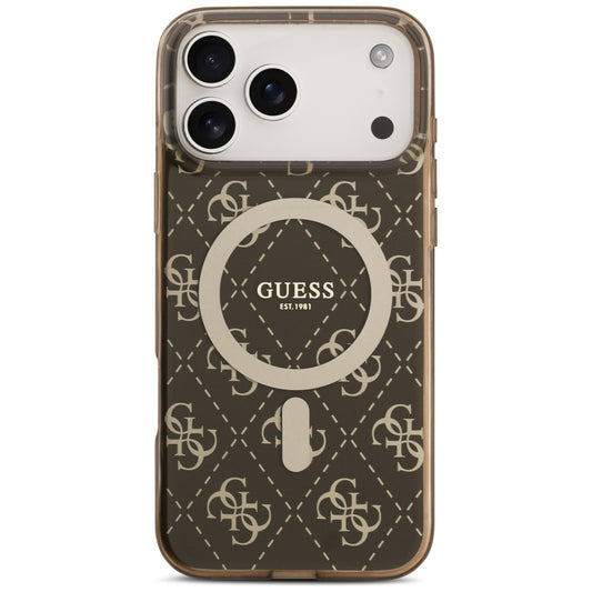Capa MagSafe para Apple iPhone 17 Pro, Guess, IML 4G Background, Castanho