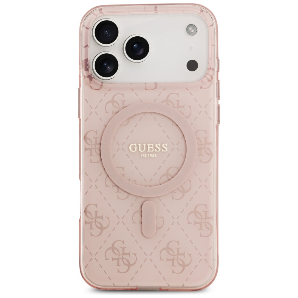 Capa MagSafe para Apple iPhone 17 Pro, Guess, IML 4G Background, Rosa