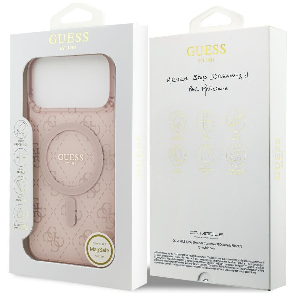 Capa MagSafe para Apple iPhone 17 Pro, Guess, IML 4G Background, Rosa