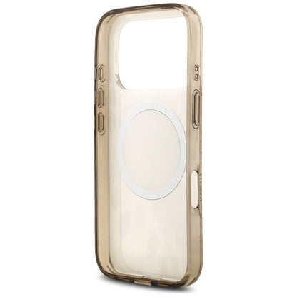 MagSafe Case for Apple iPhone 17 Pro, Guess, IML Flower and Tonal Circle, Brown