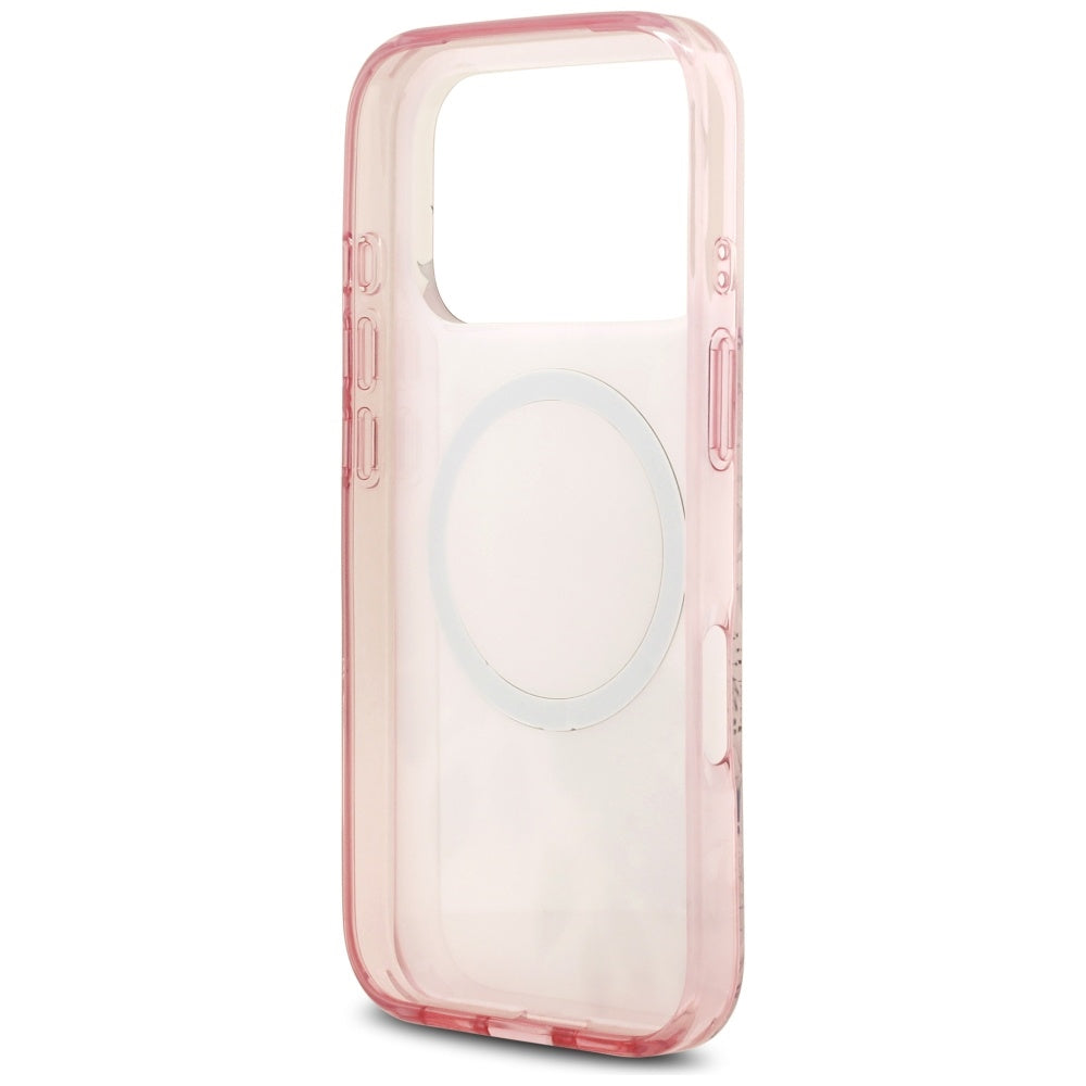 MagSafe Case for Apple iPhone 17 Pro, Guess, IML Flower and Tonal Circle, Pink