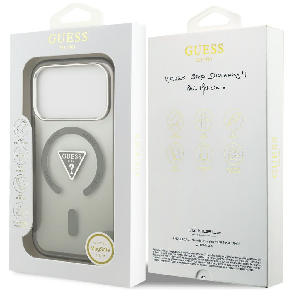 Capa MagSafe para Apple iPhone 17 Pro, Guess, IML Gradient Triangle Logo, Caqui