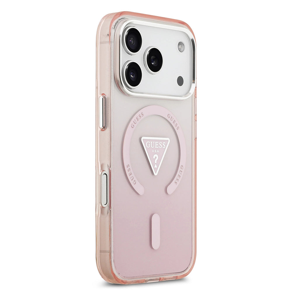 Capa MagSafe para Apple iPhone 17 Pro, Guess, IML Gradient Triangle Logo, Rosa
