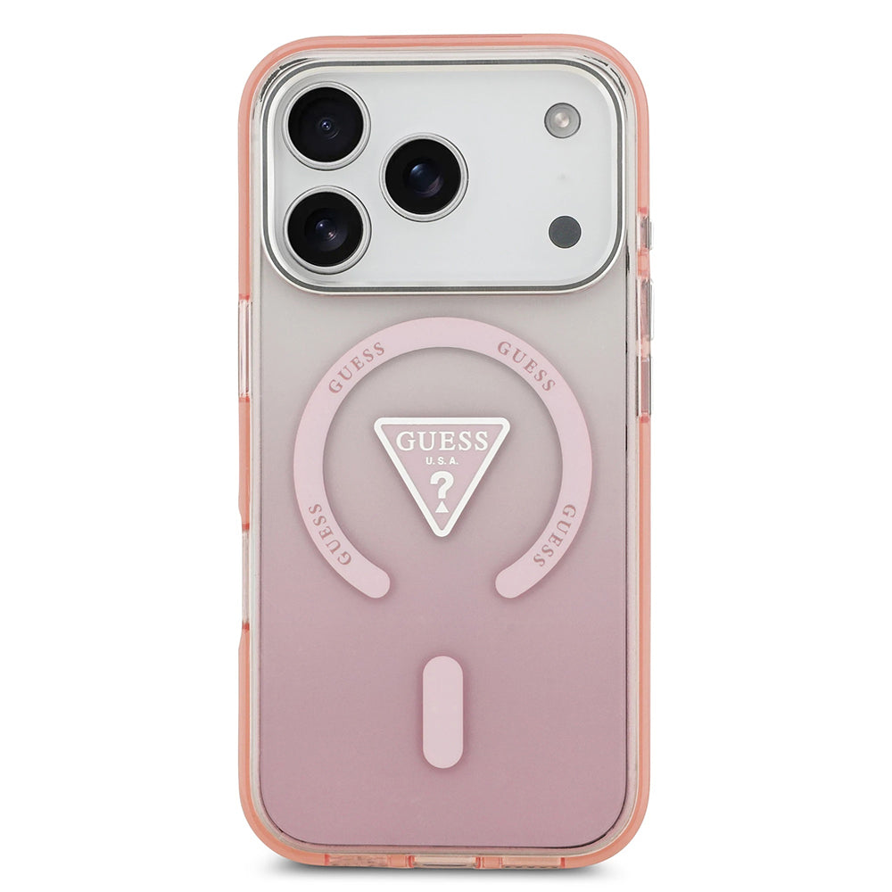 Capa MagSafe para Apple iPhone 17 Pro, Guess, IML Gradient Triangle Logo, Rosa