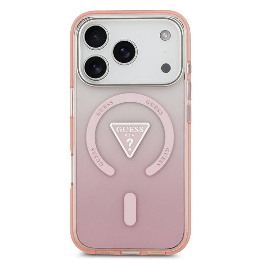 MagSafe Case for Apple iPhone 17 Pro, Guess, IML Gradient Triangle Logo, Pink
