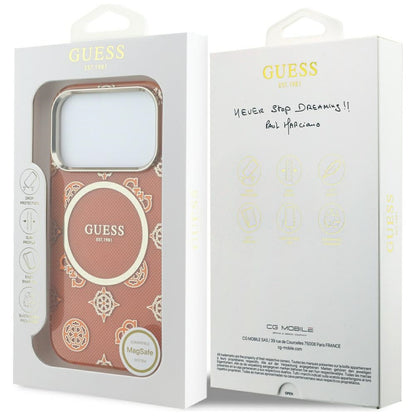 MagSafe Case for Apple iPhone 17 Pro, Guess, IML Peony Dot, Orange