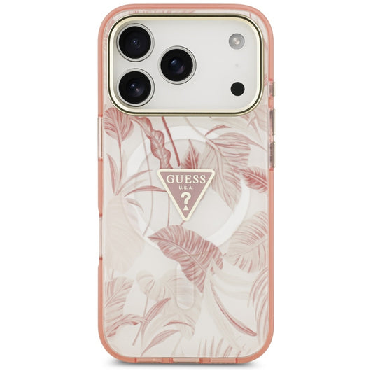 Capa MagSafe para Apple iPhone 17 Pro, Guess, Jungle Tonal Triangle, Rosa