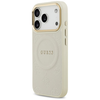MagSafe Case for Apple iPhone 17 Pro, Guess, Peony Hot Stamp, Beige