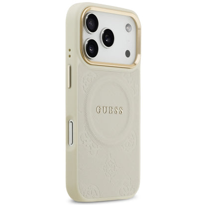 MagSafe Case for Apple iPhone 17 Pro, Guess, Peony Hot Stamp, Beige