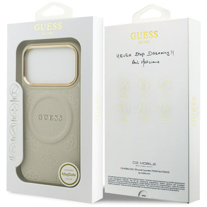 MagSafe Case for Apple iPhone 17 Pro, Guess, Peony Hot Stamp, Beige