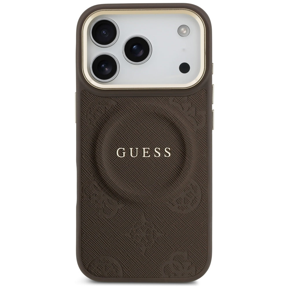 MagSafe Case for Apple iPhone 17 Pro, Guess, Peony Hot Stamp, Brown
