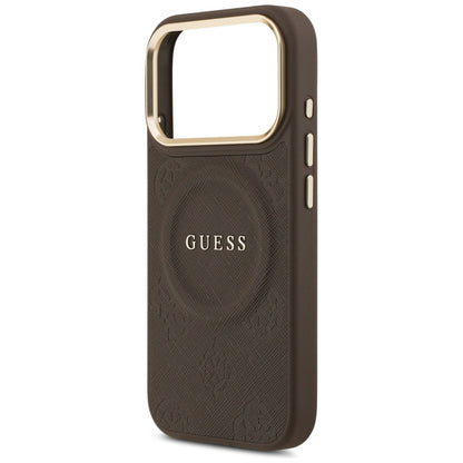 MagSafe Case for Apple iPhone 17 Pro, Guess, Peony Hot Stamp, Brown