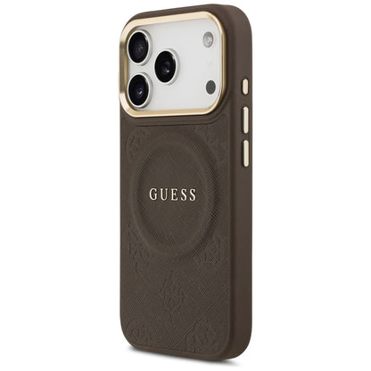 MagSafe Case for Apple iPhone 17 Pro, Guess, Peony Hot Stamp, Brown