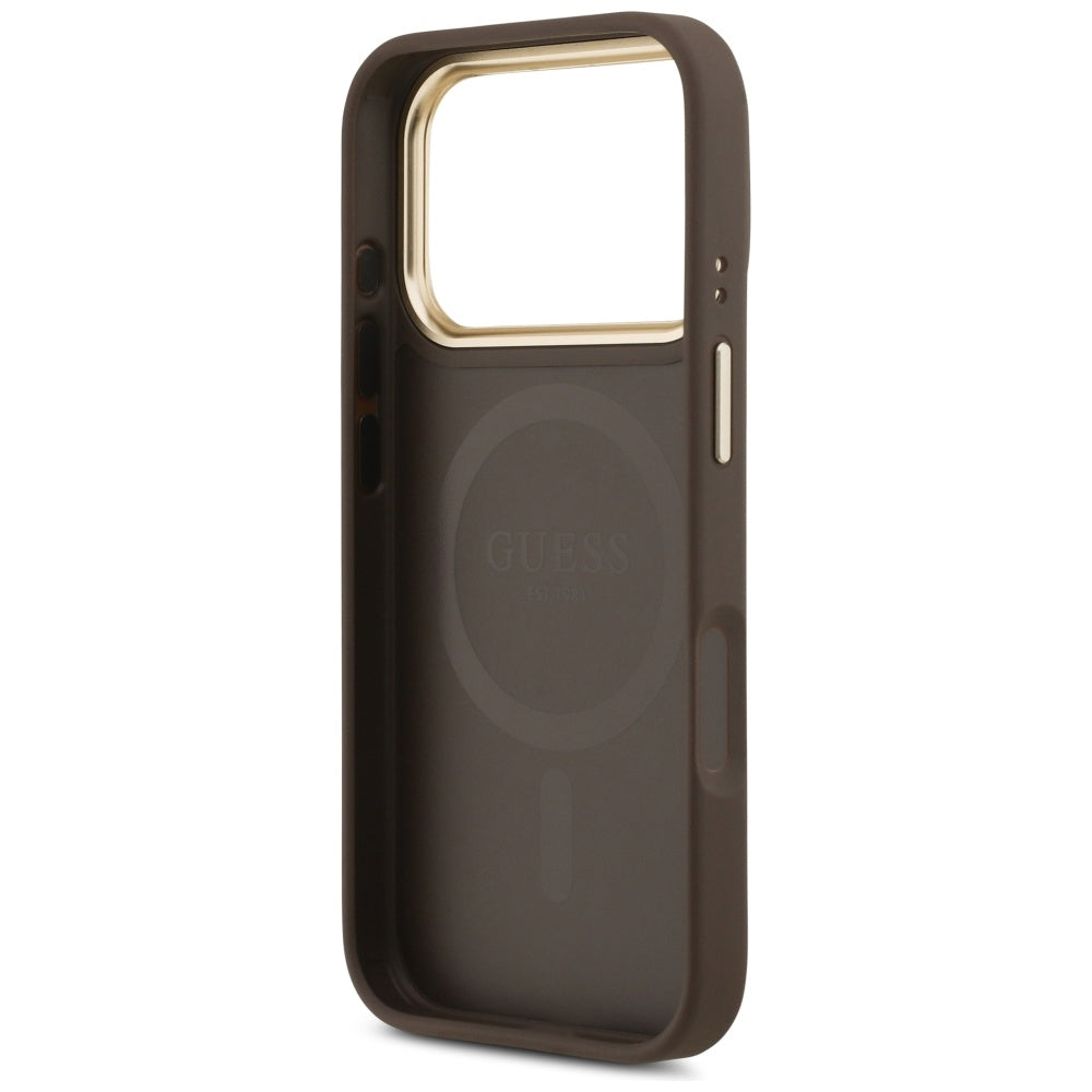 MagSafe Case for Apple iPhone 17 Pro, Guess, Peony Hot Stamp, Brown