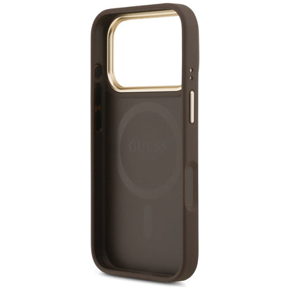 MagSafe Case for Apple iPhone 17 Pro, Guess, Peony Hot Stamp, Brown
