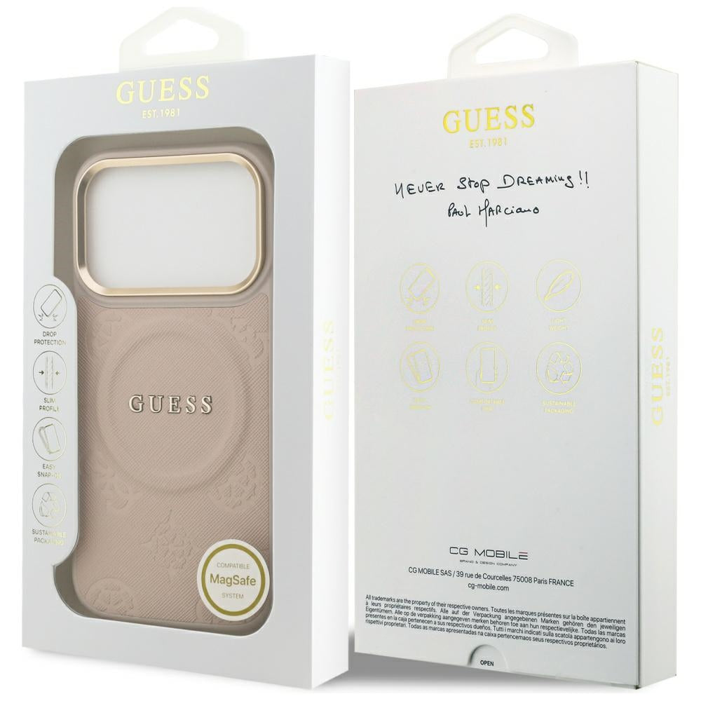 Capa MagSafe para Apple iPhone 17 Pro, Guess, Peony Hot Stamp, Rosa