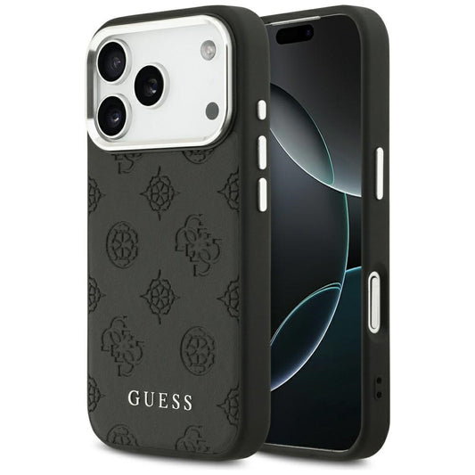 Capa MagSafe para Apple iPhone 17 Pro, Guess, Peony Hot Stamp Script, Preta