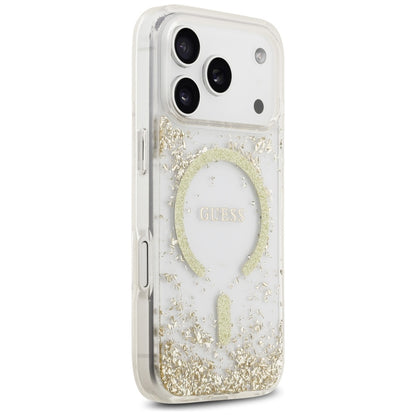 Capa MagSafe para Apple iPhone 17 Pro, Guess, Resin Bottom Glitter, Dourada