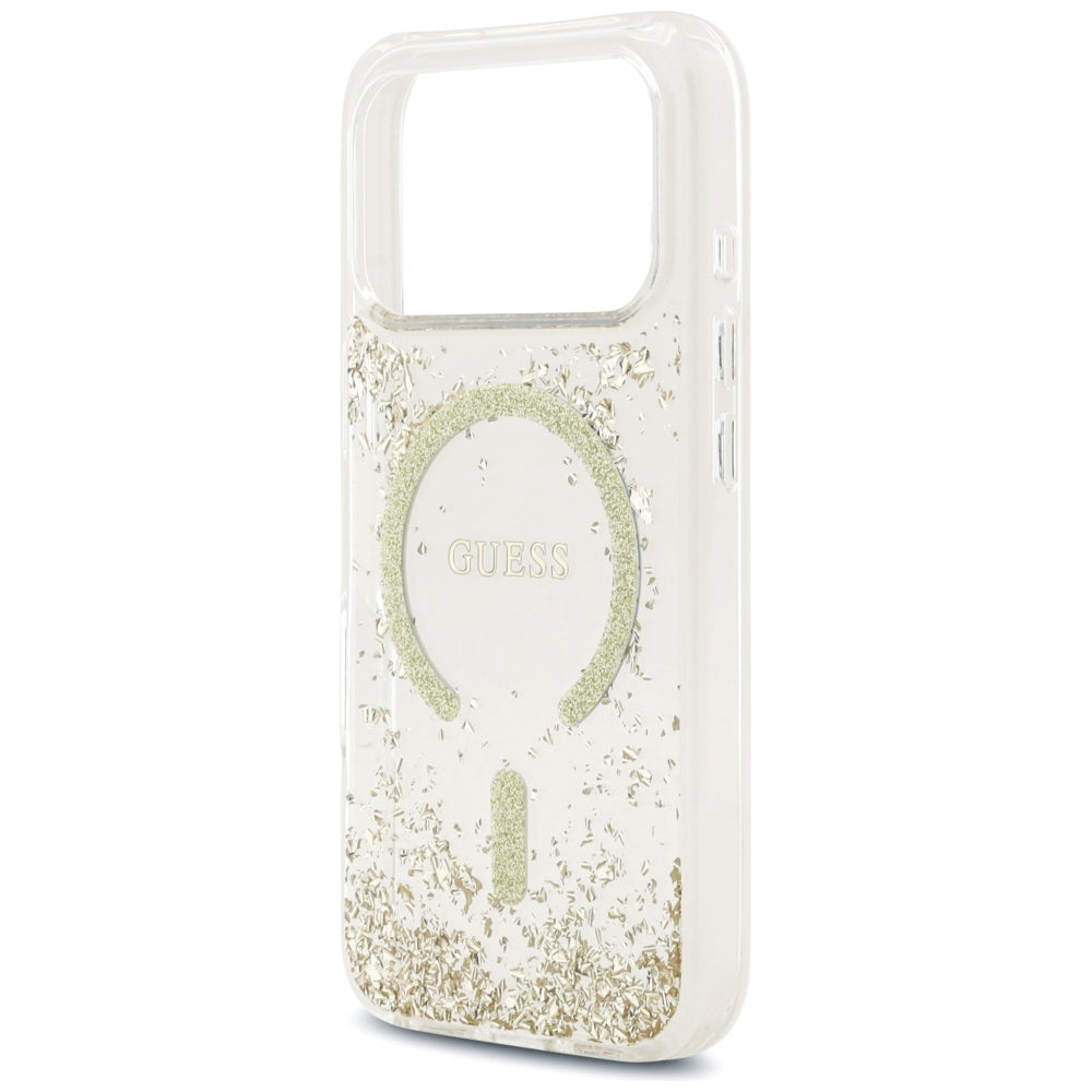 Capa MagSafe para Apple iPhone 17 Pro, Guess, Resin Bottom Glitter, Dourada