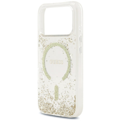 Capa MagSafe para Apple iPhone 17 Pro, Guess, Resin Bottom Glitter, Dourada