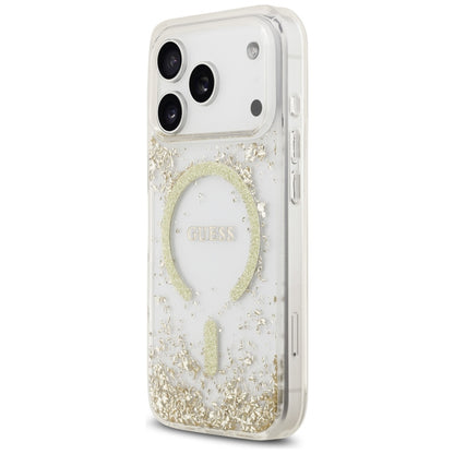 Capa MagSafe para Apple iPhone 17 Pro, Guess, Resin Bottom Glitter, Dourada