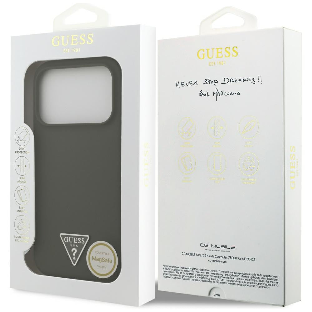 Capa MagSafe para Apple iPhone 17 Pro, Guess, Logo Triângulo, Caqui