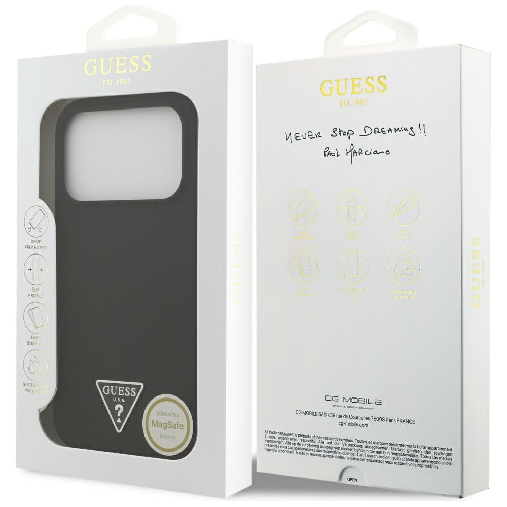 Capa MagSafe para Apple iPhone 17 Pro, Guess, Logo Triângulo, Preta