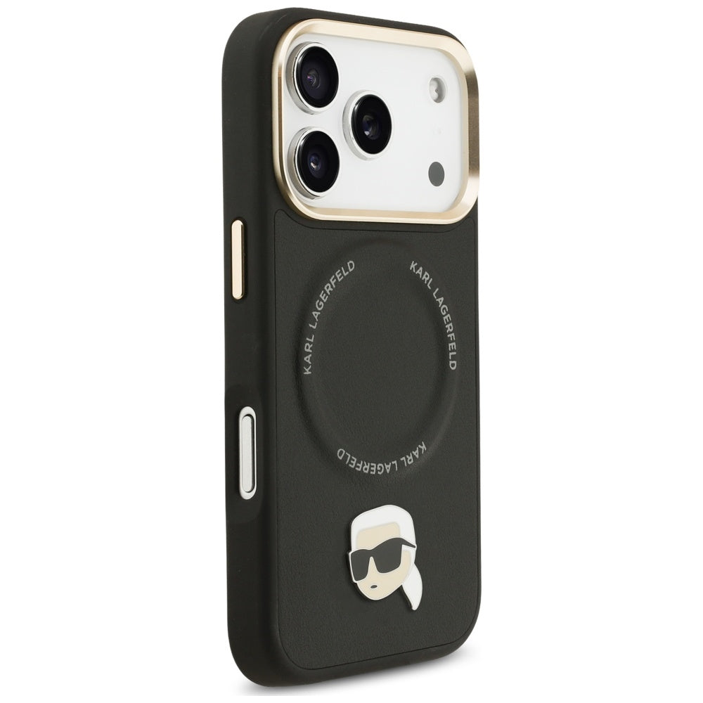 Capa MagSafe para Apple iPhone 17 Pro, Karl Lagerfeld, Big Strap Karl Metal Logo, Preta