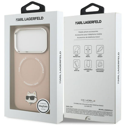 Capa MagSafe para Apple iPhone 17 Pro, Karl Lagerfeld, Choupette Pin, Rosa