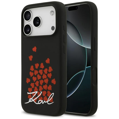 Capa MagSafe para Apple iPhone 17 Pro, Karl Lagerfeld, Logo Heart Sign, Preta.
