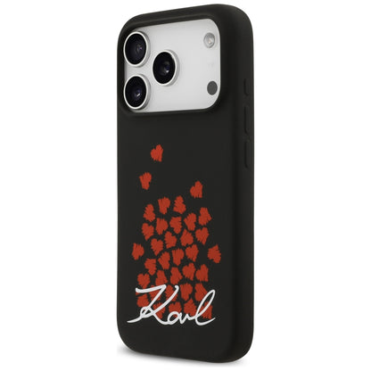 Capa MagSafe para Apple iPhone 17 Pro, Karl Lagerfeld, Logo Heart Sign, Preta.