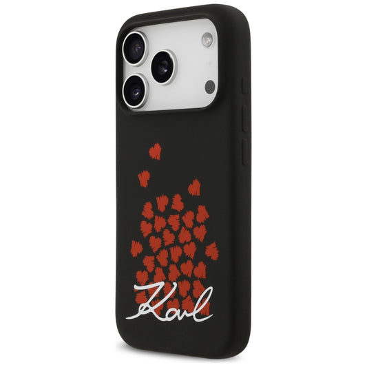 Capa MagSafe para Apple iPhone 17 Pro, Karl Lagerfeld, Logo Heart Sign, Preta.