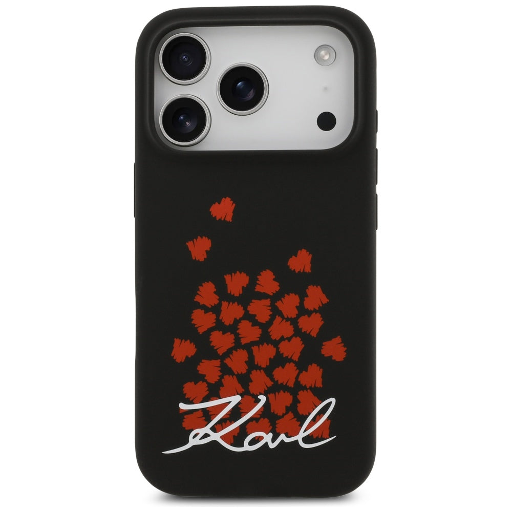 Capa MagSafe para Apple iPhone 17 Pro, Karl Lagerfeld, Logo Heart Sign, Preta.