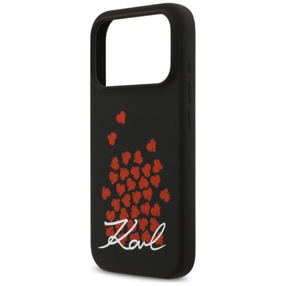 Capa MagSafe para Apple iPhone 17 Pro, Karl Lagerfeld, Logo Heart Sign, Preta.