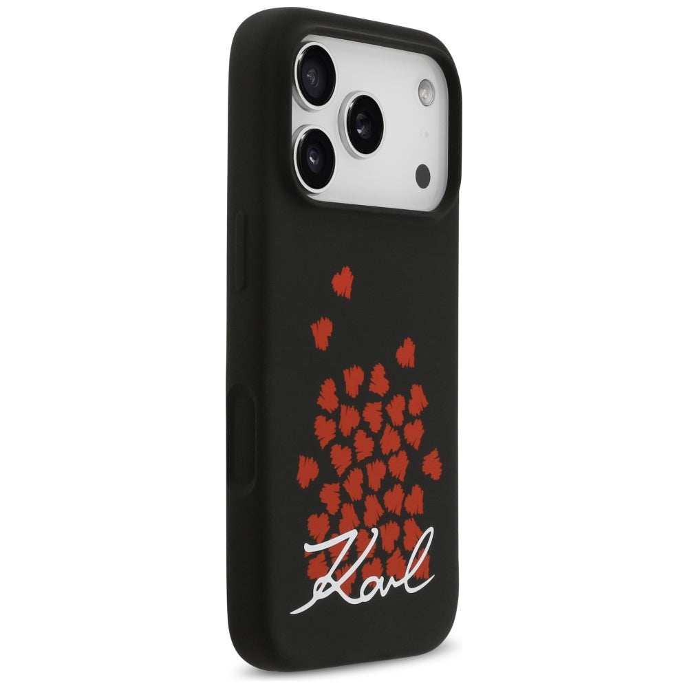 Capa MagSafe para Apple iPhone 17 Pro, Karl Lagerfeld, Logo Heart Sign, Preta.