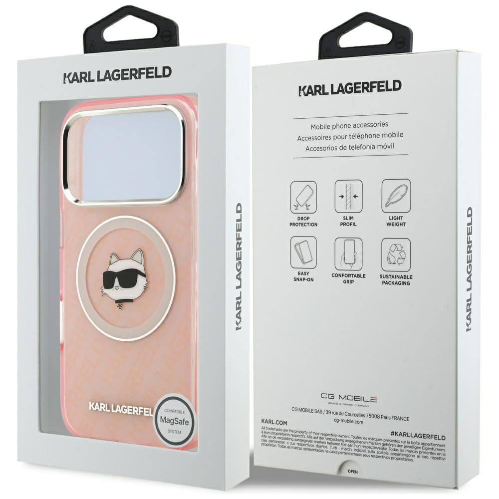 Capa MagSafe para Apple iPhone 17 Pro, Karl Lagerfeld, IML Choupette's Head, Rosa
